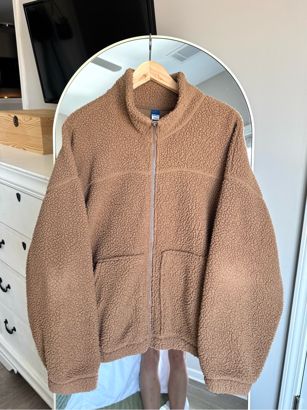 Old Navy Brown Fleece Slouchy Sherpa Zip Jacket